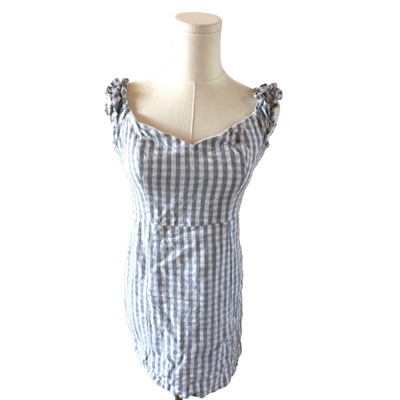 Abercrombie & Fitch Dresses & Skirts - Abercrombie Fitch‎ Women Blue & White Gingham Mini Dress Ruffle Sleeve Sz S